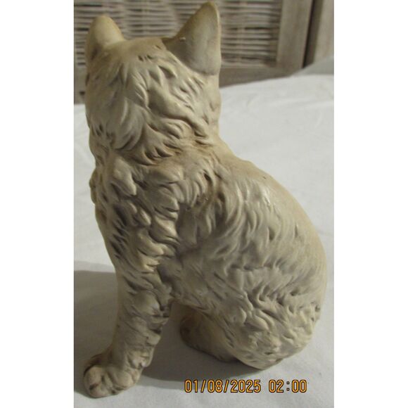 Kitty cat ceramic cream color green eyes vintage figurine - Picture 3 of 6